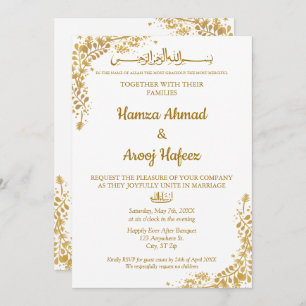 Invitation Cadre d'or musulman islamique moderne Nikah