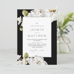 Invitation Cadre d'orchidées blanches pour un mariage élégant