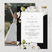 Invitation Cadre d'orchidées blanches pour un mariage élégant (Devant / Derrière)