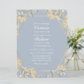Invitation Cadre doré à fleurs bleues Dusty Mariage Invitatio (Debout devant)