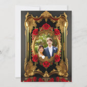 Invitation Cadre doré aux roses rouges, photo de style gothiq (Devant)