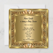 Invitation Cadre doré bébé léopard fille de bébé Shower Migno (Dos)