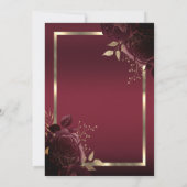 Invitation Cadre doré chic roses rouge foncé pour retraite (Dos)