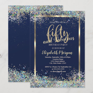 Invitation Cadre doré Confettis Colorés Fête d'anniversaire 5