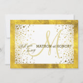 Invitation Cadre Doré Confettis Seras-Tu Ma Matrone d'Honneur (Devant)