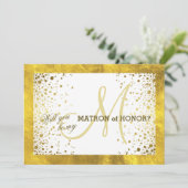 Invitation Cadre Doré Confettis Seras-Tu Ma Matrone d'Honneur (Debout devant)