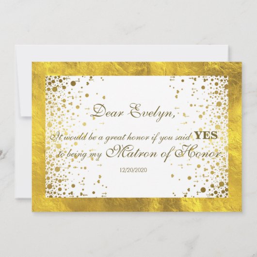 Invitation Cadre Doré Confettis Veux-tu être ma Demoiselle d' (Dos)