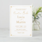Invitation Cadre doré crème espagnol Notre Mariage (Debout devant)