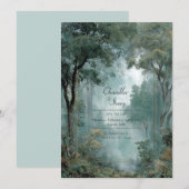 Invitation Cadre doré de forêt profonde éthérée Brumeuse cont (Devant / Derrière)