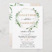 Invitation Cadre doré de verdure Mariage aquarelle  (Devant / Derrière)