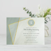 Invitation cadre doré en jade gris pour le 50e anniversaire (Debout devant)