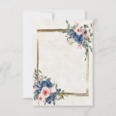 Invitation Cadre doré et floral rose et bleu clair  (Devant)