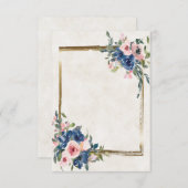 Invitation Cadre doré et floral rose et bleu clair  (Devant / Derrière)