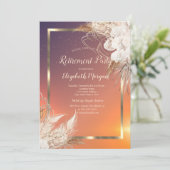 Invitation Cadre doré festif Fleurs boho Retraite (Debout devant)
