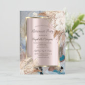 Invitation Cadre doré fleur boho, rose gold, retraite marbre (Debout devant)