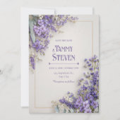 Invitation Cadre doré Fleur sauvage violette Eucalyptus (Devant)