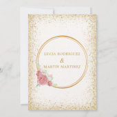 Invitation Cadre doré floral élégant Paillettes Nuestra Boda (Dos)
