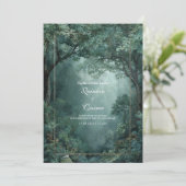 Invitation Cadre doré Forêt émeraude Brumeuse (Debout devant)