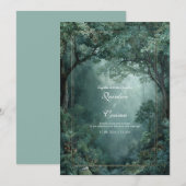Invitation Cadre doré Forêt émeraude Brumeuse (Devant / Derrière)