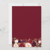 Invitation Cadre doré géométrique mariage floral bordeaux (Dos)