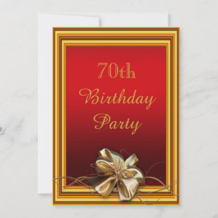 Invitation Cadre doré glamour et fausse arche pour les 70 ans