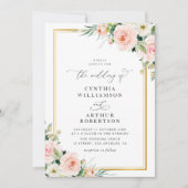 Invitation cadre doré moderne aquarelle vive mariage (Devant)