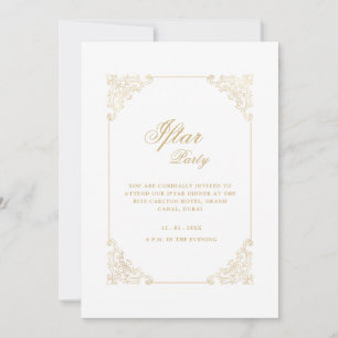 Invitation Cadre doré orné de style vintage blanc pour la soi