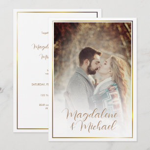 Invitation Cadre doré pour photo personnelle Mariage typogr