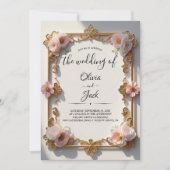 Invitation Cadre doré rose vintage (Devant)