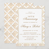 Invitation Cadre d'ornement d'or 50e anniversaire Mariage (Devant / Derrière)