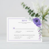 Invitation Cadre double végétation Anémone pourpre RSVP (Debout devant)