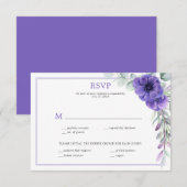 Invitation Cadre double végétation Anémone pourpre RSVP (Devant / Derrière)
