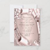 Invitation Cadre effet paillettes 3D Rose rose mariage  (Devant)