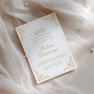 Invitation Cadre élégant baroque doré cérémonie Walima script