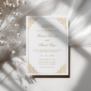 Invitation Cadre élégant classique baroque doré mariage musul