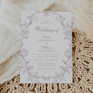 Invitation Cadre élégant de rose poussiéreuse vintage mariage