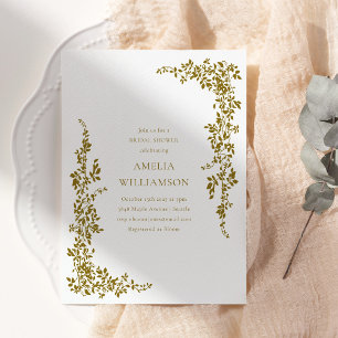 Invitation Cadre élégant de verdure dorée pour la douche de m