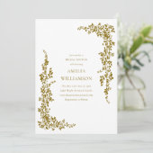 Invitation Cadre élégant de verdure dorée pour la douche de m (Debout devant)