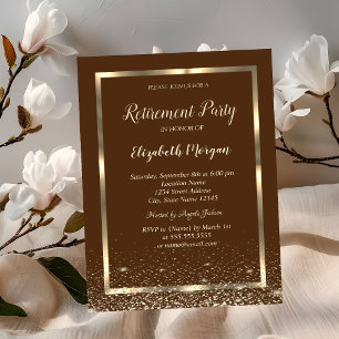 Invitation Cadre élégant en or Confettis blancs Retraite marr