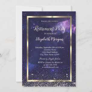 Invitation Cadre élégant en or Confettis Fête Violet pour dép