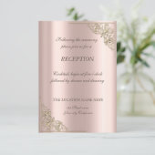 Invitation Cadre élégant en or doré Réception de mariage en o (Debout devant)