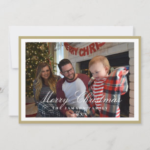 Invitation Cadre Élégant en Or Horizontal Noël en Famille