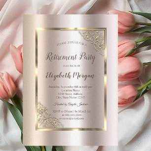 Invitation Cadre élégant en or, retraite de Magnolia