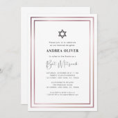 Invitation Cadre élégant en or rose moderne simple Bar Mitzva (Devant / Derrière)