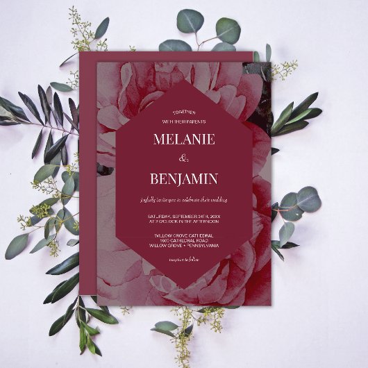 Invitation Cadre élégant Mariage de fleurs romantiques