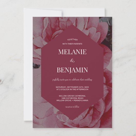 Invitation Cadre élégant Mariage de fleurs romantiques (Devant)