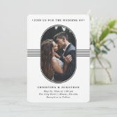 Invitation Cadre élégant | Mariage photo noir et blanc (Debout devant)
