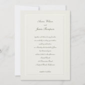 Invitation Cadre élégant moderne classique Ecru Mariage forme (Devant)