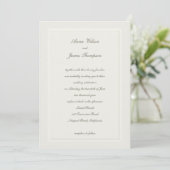 Invitation Cadre élégant moderne classique Ecru Mariage forme (Debout devant)