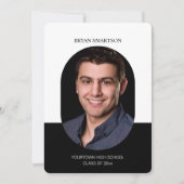 Invitation Cadre élégant noir blanc photo Graduation (Devant)